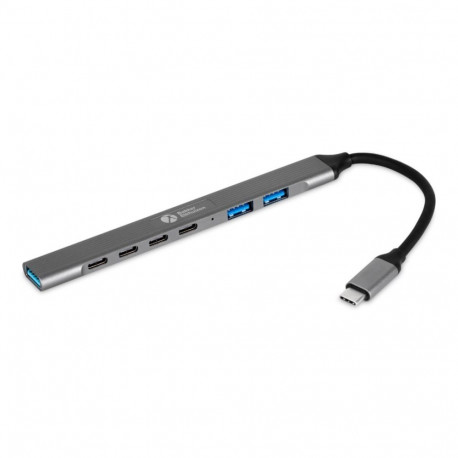 BakkerElkhuizen USB-C jaotur 7-in-1 (3A+4C) USB Type-C 5000Mbit/s, must, hall