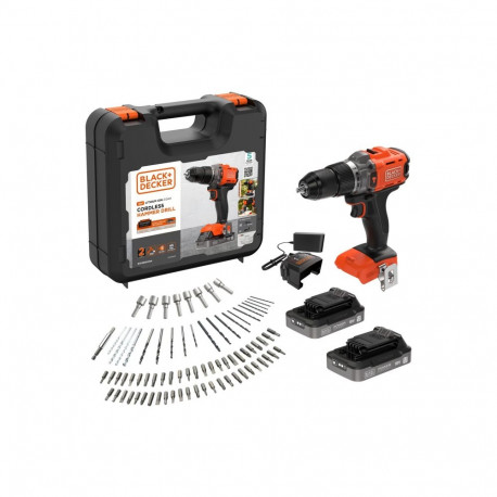 BLACK & DECKER | 18V Impact Drill (with 2 x 18V 2.0Ah batteries with charge status indicator, 1A cha