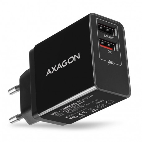 Axagon MOBILE CHARGER WALL USB 24W/2PORT ACU-QS24