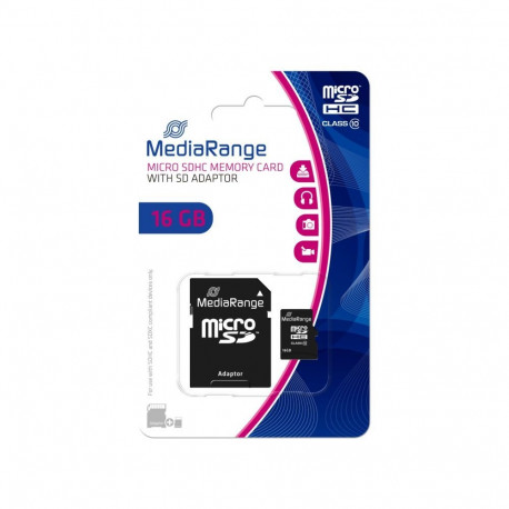 MEDIARANGE MEMORY MICRO SDHC 16GB C10/W/ADAPTER MR958