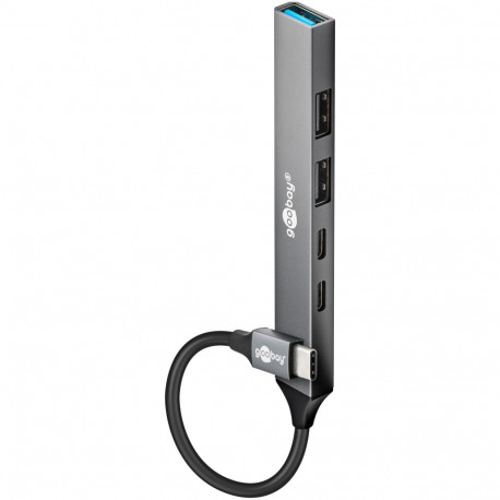 Goobay Slim 5-Port USB Hub, USB-C to USB-C/USB-A, 5 Gbit/s