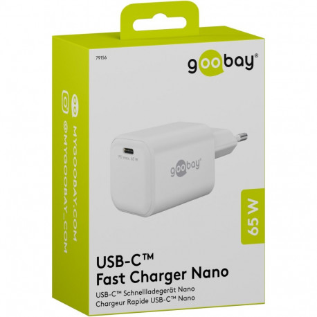 Goobay 65 W USB-C PD GaN Nano valge kiirlaadija