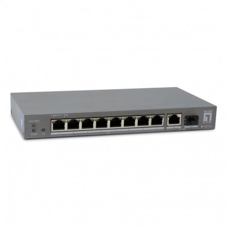 LevelOne 10-Port Gigabit PoE Switch, 802.3af/at PoE, 8 PoE Outputs, 120W Power Budget, 1 x Gigabit S