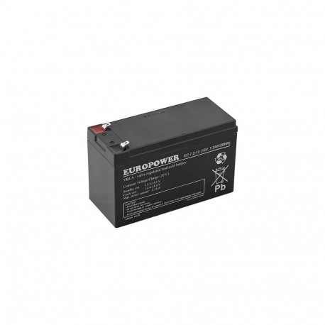 EMU BATTERY 12V 7.2AH VRLA/EP7.2-12 T2 EUROPOWER