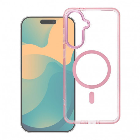 Case for Samsung A07 / A08 Frame Clear Hybrid Mag Cover compatible with MagSafe powder pink