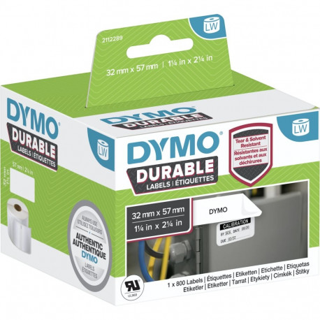 DYMO Authentic LabelWriter Durable Labels | 57mm x 32mm | White Poly | 800 Self-Adhesive Labels | Hi