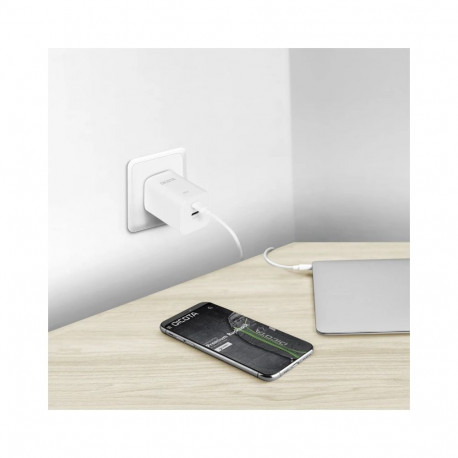 GaN-laadija 65W, 2x USB-C, valge