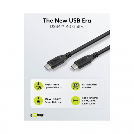 USB kaabel GOOBAY USB-C - USB-C 100W 40Gbit/s 1m