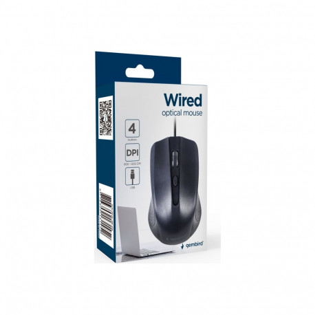 GEMBIRD optiline hiir 1200DPI USB 1.8m kaabli pikkus, must