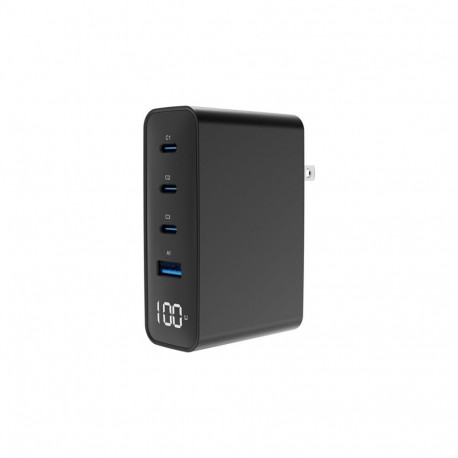 GEMBIRD USB-kiirlaadija 4-pordiline 100W GaN LCD, must