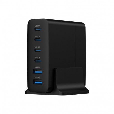 GEMBIRD USB-kiirlaadija 6-port 75W GaN, must