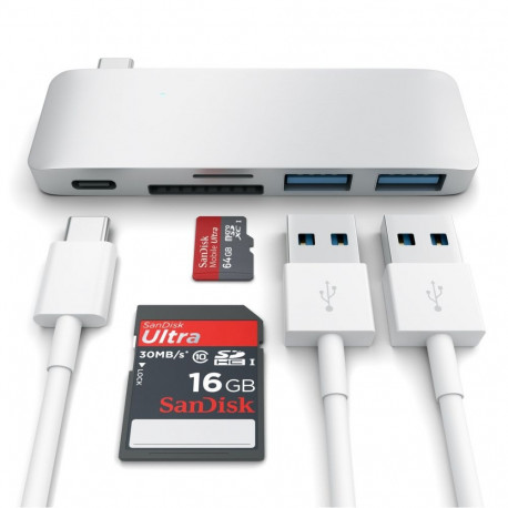 Satechi USB hub Universal USB-C Passtrough, space gray