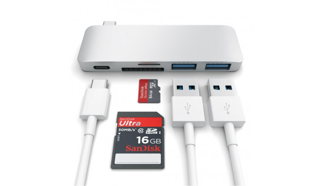 Satechi USB hub Universal USB-C Passtrough, space gray