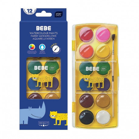 Akvarellvärvid 12 värvi BEBE Kids, Interdruk