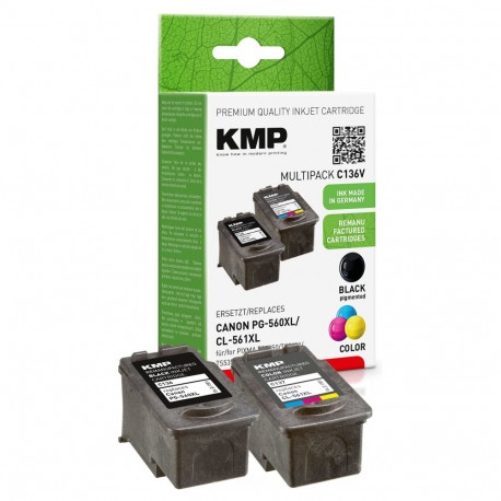 KMP tintide multipakk 1581,4005 pigmenttint (must) ja värvitint, asendab CANON PG560XL/CL561XL (3712
