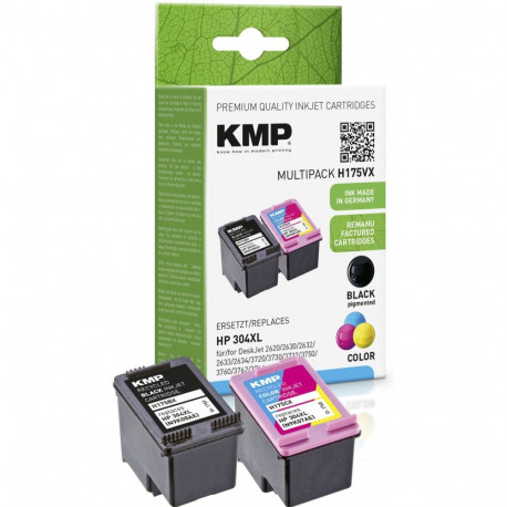 KMP 1759,4005 multipakk, must pigmenttint, värviline värvitint, asendab HP304XL (N9K08AE, N9K07AE)