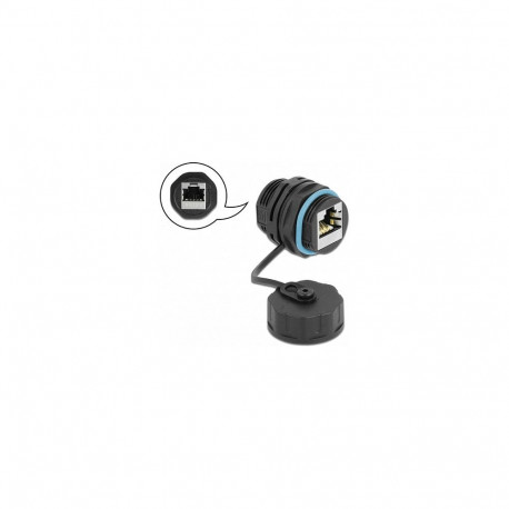 "Delock Kabelverbinder RJ45 Buchse zu RJ45 Buchse Cat.6A mit Verschlusskappe wasserfest"
