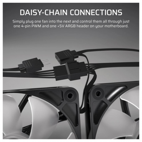 Corsair ventilaatorite 3-pakk RS ARGB PWM 120mm, must