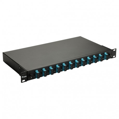 "Equip LWL-Spleißkasten 12-Port SC-Duplex OM3 1U komplett sw"