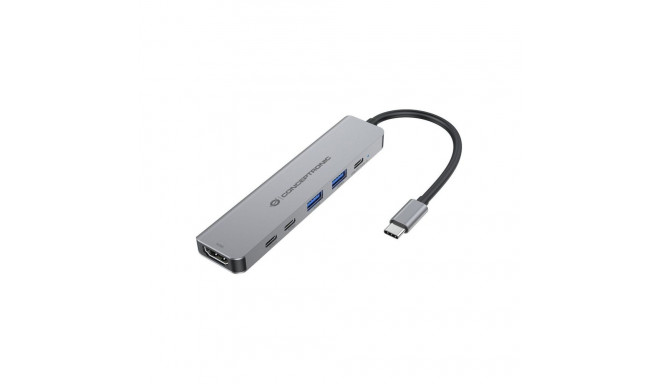 Conceptronic dokkimisjaam DONN33G 6-in-1 USB 3.2 Gen 1, HDMI, USB-A 5Gbps x 2, USB-C 5Gbps x 2, 100W