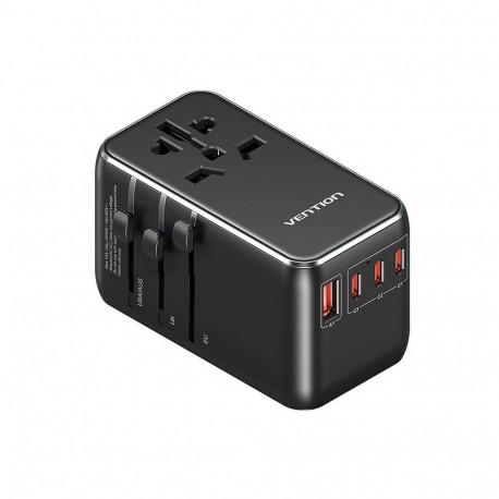 POWER ADAPTER TRAVEL 4PORT/BLACK FJGB0 VENTION