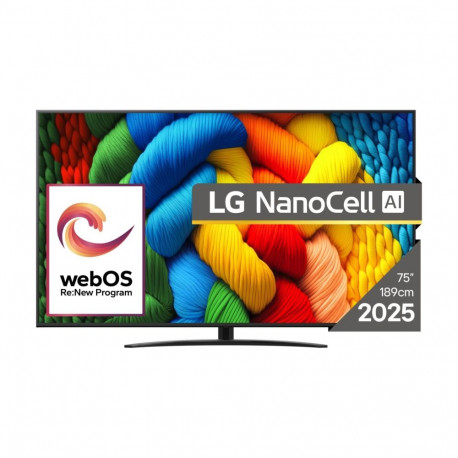 TV SetLG75"4K/Smart3840x2160Wireless LANBluetoothwebOSBlack75NANO81A3A 75NANO81A3A (8806096362266)