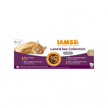 IAMS DELIGHTS Senior Land & Sea Collection in Gravy box – wet cat food – 48x85g