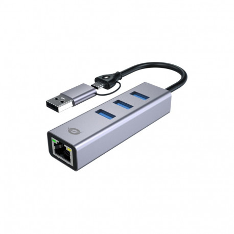 Conceptronic USB-C–Gigabit-võrguadapter ABBY25G 3-pordilise USB-jaoturiga