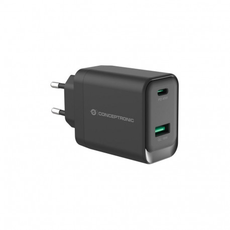 Conceptronic USB PD laadija ALTHEA20B45, 2-pordiline 45W GaN, USB-C x 1, USB-A x 1, QC 3.0, PPS, PD 