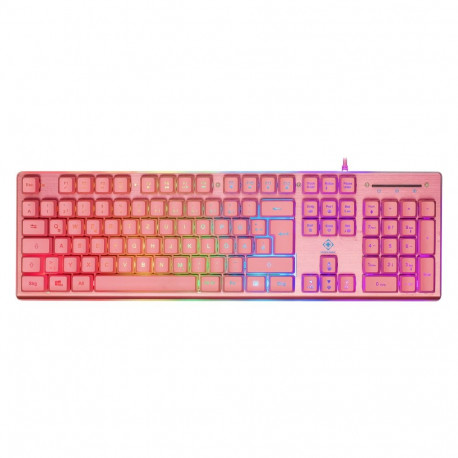 Deltaco Gaming GAM-021-RGB-P-DE keyboard USB QWERTZ German Pink