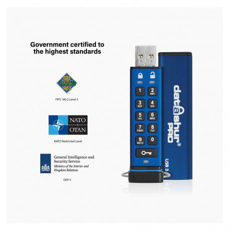 iStorage USB-mälupulk datAshur Pro 32GB, sinine, must