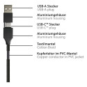 PYTHON laadimiskaabel USB-C/USB-A > USB-C/USB Micro-B/Lightning (ST-ST) 1m tekstiilkattega, must