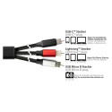 PYTHON laadimiskaabel USB-C/USB-A > USB-C/USB Micro-B/Lightning (ST-ST) 1m tekstiilkattega, must