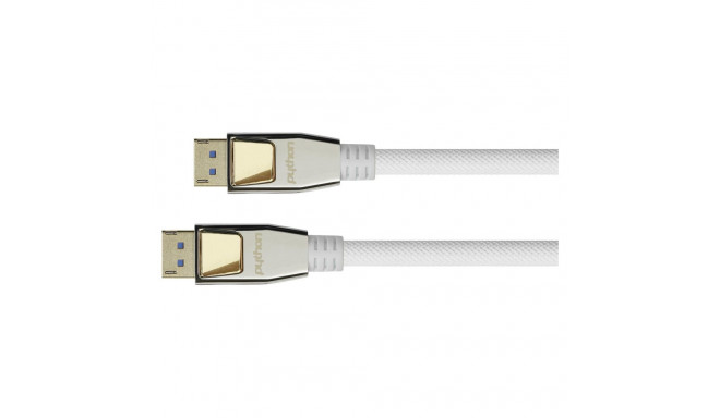Python DisplayPort 2.0 kaabel 2m nailonpunutisega, valge