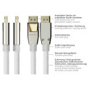 Python DisplayPort 2.0 kaabel 2m nailonpunutisega, valge