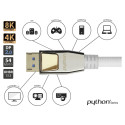Python DisplayPort 2.0 kaabel 2m nailonpunutisega, valge