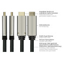 Python kaabel DisplayPort 1.4 - HDMI 2.0 nailonkattega 2m, must