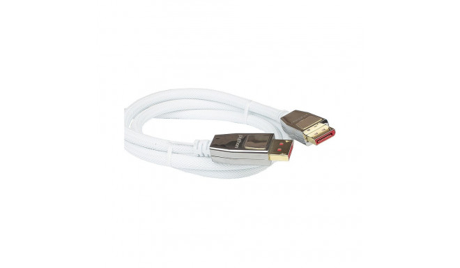 "Python DisplayPort 1.4 Kabel Nylongeflecht weiß 5m"