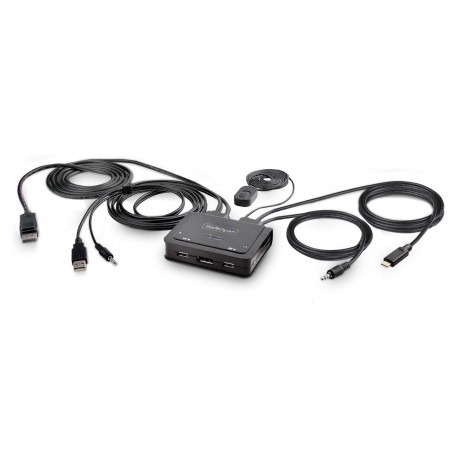 "STARTECH.COM 2-Port Hybrid USB-C DisplayPort Kabel KVM Switch 4K 60Hz Mini KVM Switch mit 1,8m USB-
