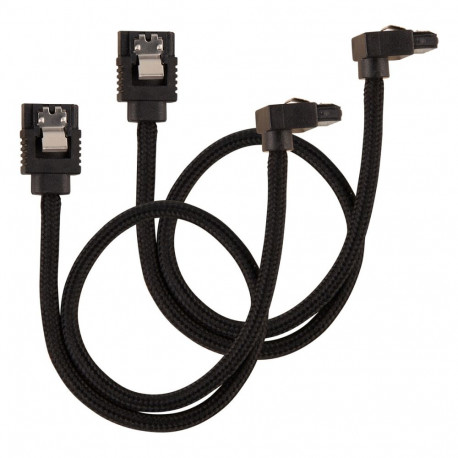 "Corsair Premium Sleeved SATA-Kabel gewinkelt, schwarz 30cm - 2er Pack"