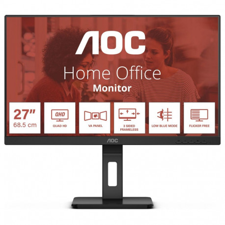 "68,6 cm (27"") 2560 x 1440 Pixel AOC Q27E3UMF 16:9 Quad HD VA 75 Hz USB-Hub Pivot Height Speaker"