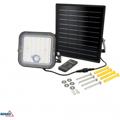 BEMKO päikeseenergial töötav LED-prožektor SOLPAR 10W 1500LM 3000/4000K IP65 PIR-andur, must
