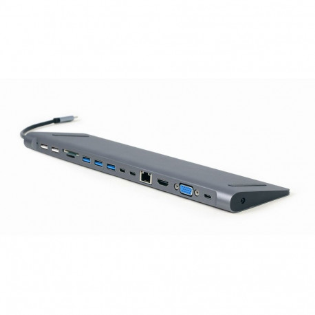 Gembird A-CM-COMBO9-01 USB Type-C 9-in-1 multi-port adapter (USB hub + HDMI + VGA + PD + card reader