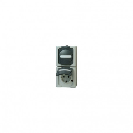 KOPP schuko pistikupesa 131456008 BLUE ELECTRIC 2-pesaline kaasiga valmis juhtmestatud, hall