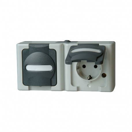 "KOPP 131256002 BLUE ELECTRIC Schuko Steckdose m.Klappd. 2f fertig verdrahtet gra"