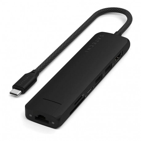 Satechi USB-C õhuke mitme pordiga jaotur (7-ühes-adapter) ST-P7SK, must