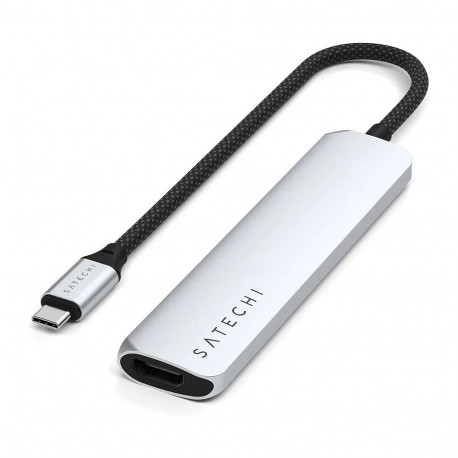 "Satechi USB-C Slim Multi-Port Hub (6 in 1 Adapter), Silber, ST-P6SS"