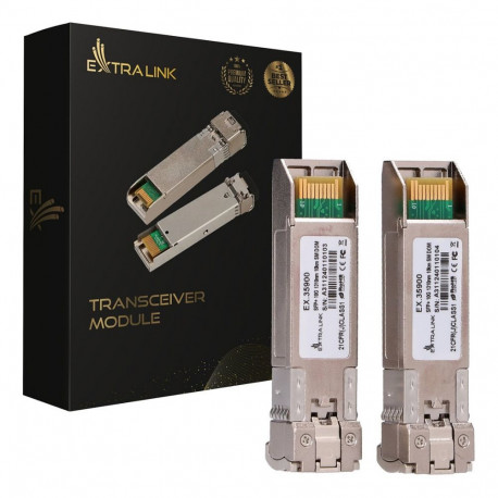 "Extralink SFP+ Modul 10G 2-Pack, 10Gbps, LC/UPC, 1310nm, 10km, Einzelmodus, DOM"