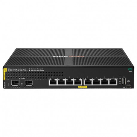 Aruba Networking võrgulüliti CX 6000 8-pordiline 10M/100M/1G Class 4 PoE 2-pordiline SFP 1G 67W