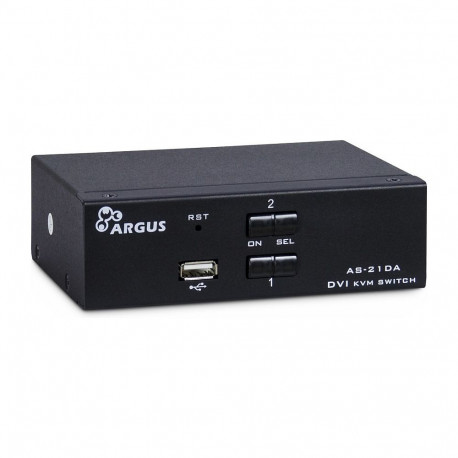 "Inter-Tech KVM Switch AS-21DA DVI, 2 Port, Metall, Front US"